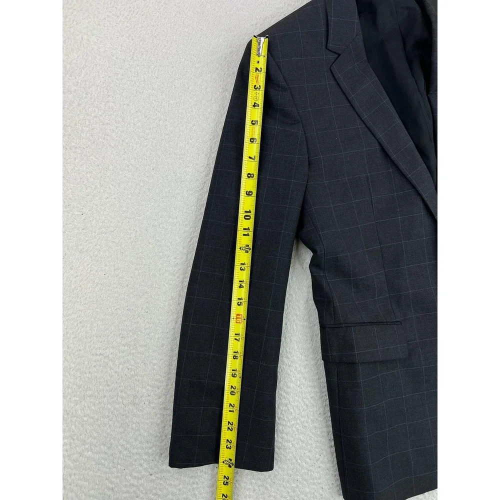 HUGO BOSS Suit Jacket Mens 40R (EU 50) Gray Check Wool 2 Button Blazer Bulgaria